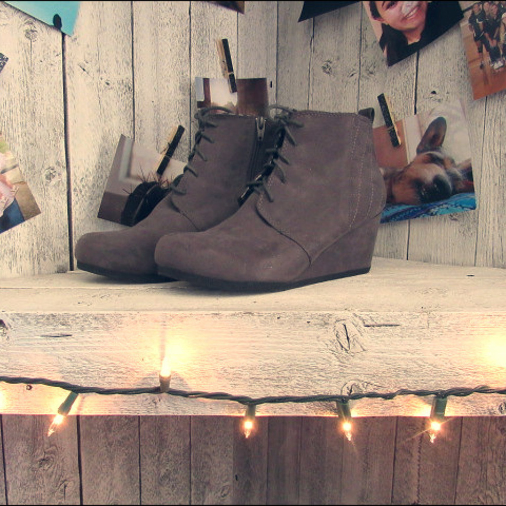 Grey weged boots